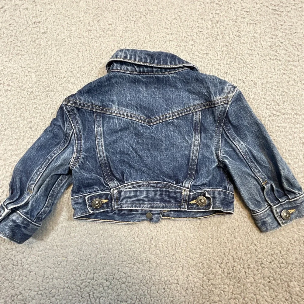 Gap Denim Trucker Jacket Kids 12-18 Months Blue Excellent Cotton Cropped Wash